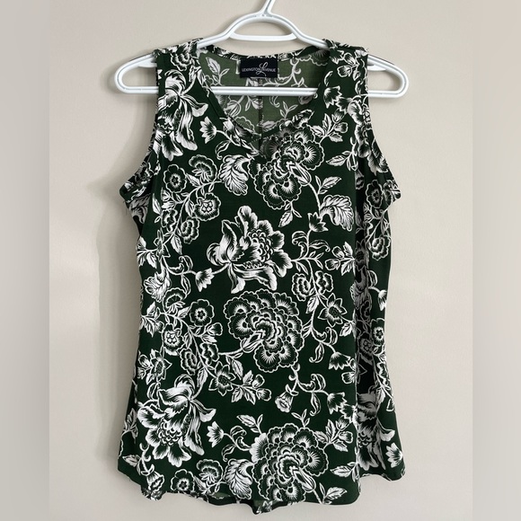 Lexington Avenue Women’s Forest Green Floral Sleeveless Top - Picture 1 of 4